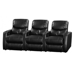 Applause Black Bond Leather 3 Seat Straight Row Theater Seating in 121B by Row One - RO8033-3S-121B