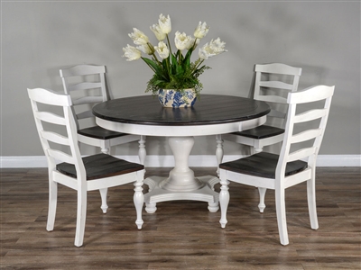 Carriage House 5 Piece Round Table Dining Room Set with Ladderback/Wood Seat Chair by Sunny Designs - SD-1014EC-1432EC