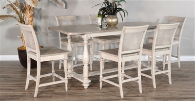 Westwood Village 7 Piece Counter Height Dining Set with Caneback/Wood Seat Barstool by Sunny Designs - SD-1107WV-1610WV-24