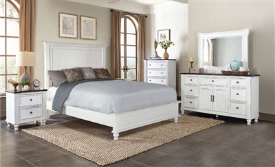 Carriage House 6 Piece Bedroom Set in Off-White & Dark Brown Finish by Sunny Designs - SD-2321EC