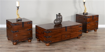 Santa Fe 3 Piece Occasional Table Set in Dark Chocolate Finish by Sunny Designs - SD-3166DC2