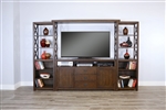 Homestead 114 Inch Entertainment Wall in Dark Brown Finish by Sunny Designs - SD-3563TL