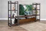 Homestead 78 Inch Entertainment Wall in Dark Brown Finish by Sunny Designs - SD-3568TL2-78-3568T2L-P