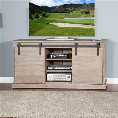 65 Inch TV Console w/ Barn Door in Mountain Ash Finish by Sunny Designs - SD-3577MA-2