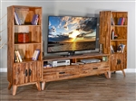 Havana 122 Inch Entertainment Wall in Light Brown Finish by Sunny Designs - SD-3625RA-74-P