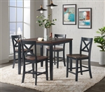 Carmel 5 Piece Counter Height Dining Set in 2-Tone Black/Brown Finish by Vilo Home - VILO-VH515