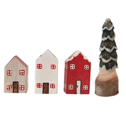 Hand Painted Wood Village