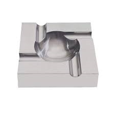 Contemporary Brushed Aluminum 4 Cigar Ashtray