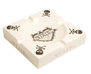 Viaje Skull and Bones White and Silver Ashtray