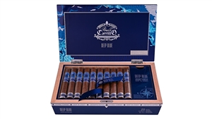 Casa Carrillo Deep Blue Limited Edition 2026 Hades cigar on box with ocean-themed packaging and compass design