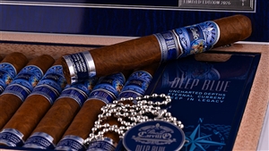 Casa Carrillo Deep Blue Limited Edition 2026 Hades cigar on box with ocean-themed packaging and compass design