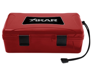 Xikar Red Travel Humidor with Boveda Humidifier and two lock tite closures - 10 Count Blank Dome