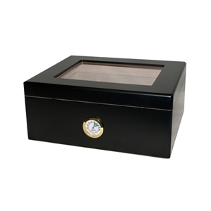 Monaco Black Glass Top 25 Count Humidor