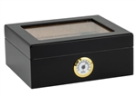 Capri 25 -50 Count Glass Top Humidor with External Analog Hygrometer - Ebony