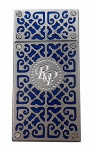 Rocky Patel Burn Double Flame Lighter - Navy Blue and Chrome