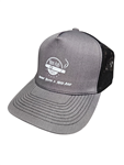 Nice Ash Cigars Logoed Hat - Black Mesh and Grey Cotton Twill Front. Double Snap Back