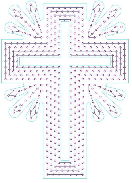 Cross With Sun Prop Compatible with xLights, LOR; Supports 12mm Nodes, Seed Pixels, Mini-Lights; Print Optional [448 Pixels, 32.1in x 44.9in]