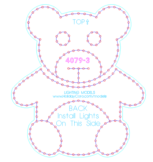 Christmas Bear 3 Prop Compatible with xLights, LOR; Supports 12mm Nodes, Seed Pixels, Mini-Lights; Print Optional [203 Pixels, 31.5in x 37.4in]