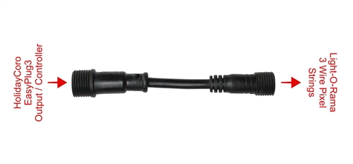 PRODUCT PHOTO: HolidayCoro xConnect / xConnect Output to Light-o-Rama 12mm Input Adapter Plug (HC Controller Output to LOR Pixels)