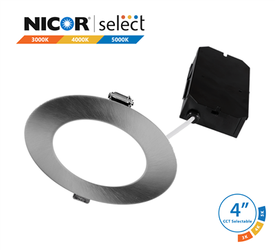 NICOR DLE43120SRD 4 in. Nickel Selectable Edge Lit LED Downlight