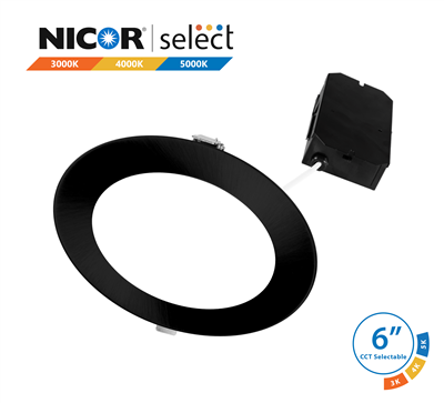 NICOR DLE63120SRD 6 in. Black Selectable Edge Lit LED Downlight