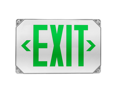 NICOR EXL51UNVWHG2 LED Outdoor Emergency Exit Sign, Green Lettering