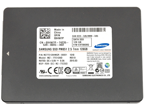  Samsung PM851 Series (MZ-7TE128D) 128GB TLC SATA 6.0Gb/s  2.5 Internal Solid State Drives (SSD) (Certified Refurbished) - 2 Year  Warranty