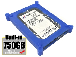 MaxDigitalData® 750GB USB 3.0 Portable External Hard Drive - Blue (MacOS Pre-Formatted) - w/2 Year Warranty