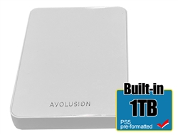 Avolusion Z1-S 1TB USB 3.0 Portable External Gaming PS5 Hard Drive - White (PS5 Pre-Formatted) - 2 Year Warranty