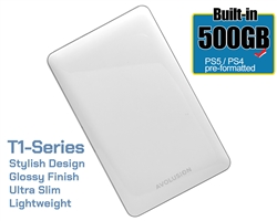Avolusion (T1 Series) 500GB USB 3.0 Portable External Gaming PS4 Hard Drive - White (PS5 Pre-Formatted) - 2 Year Warranty