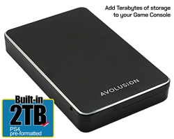 Avolusion M2 Series 2TB USB 3.0 Portable External PS4 Hard Drive (PS4 Pre-Formatted)  M2-BK-2TB-PS - 2 Year Warranty