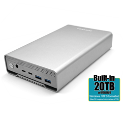 Avolusion PRO-G1 Series 20TB USB 3.2 Gen 2 USB-C External Hard Drive with USB Hub for Windows or MacOS Desktop PC / Laptop (Silver) - 2 Year Warranty