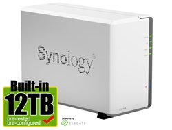 Synology DS216J 12-Terabyte (12TB) 2-Bay Gigabit iSCSI NAS Server for Small Office & Home (Powered by new Seagate 6TB ST6000VN0041 NAS Hard Drives x 2) - Retail - 2 Year Warranty