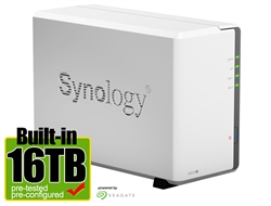 Synology DS216J 16-Terabyte (16TB) 2-Bay Gigabit iSCSI NAS Server for Small Office & Home (Powered by new Seagate 8TB ST8000VN0022 NAS Hard Drives x 2) - Retail - 2 Year Warranty