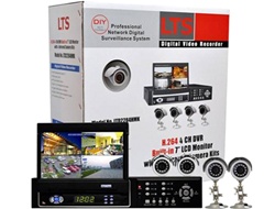 LTC LTD2284HMKIT 4-Channel Stand Alone DVR System with 7inch LCD Screen, 4 Cameras, 320GB Build-in, Complete CCTV Kit - Retail