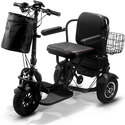 MotoTec Folding Mobility Electric Trike 48v 1000w Dual Motor Lithium - Black