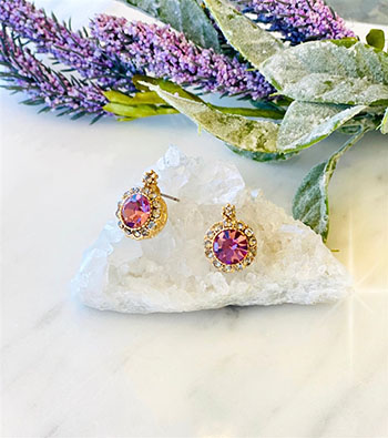 One mirajo Jewelry Prism Lavender Earring on white background