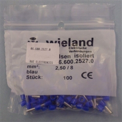 WIELAND FERRULE 14AWG 2.5MM BLUE (100 PK) 06.600.2527.0