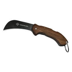 GREENLEE 0652-28 HAWKBILL FOLDING POCKET KNIFE WITH         STAINLESS STEEL BLADE, WOOD HANDLE ** NO 'OLD TIMER' LOGO **