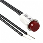 VCC 1050C1 RED NEON 125V PANEL MOUNT INDICATOR LAMP,        HI-HAT, .500" HOLE DIAMETER, WIRE LEADS, 105VAC TO 125VAC