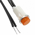 VCC 1050C3 AMBER NEON 125V PANEL MOUNT INDICATOR LAMP,      HI-HAT, .500" HOLE DIAMETER, WIRE LEADS, 105VAC TO 125VAC