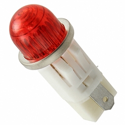 VCC 1050QA1 RED NEON 125V PANEL MOUNT INDICATOR LAMP, HI-DOME, .500" HOLE DIAMETER, TAB TERMINALS, 105VAC TO 125VAC