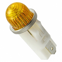 VCC 1050QA3 AMBER NEON 125V PANEL MOUNT INDICATOR LAMP, HI-DOME, .500" HOLE DIAMETER, TAB TERMINALS, 105VAC TO 125VAC