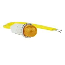 VCC 1090A3-12V AMBER INCANDESCENT 12V PANEL MOUNT INDICATOR LAMP, HI-DOME, .500" HOLE DIAMETER, WIRE LEADS