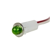 VCC 1091M5-12V GREEN LED 12V PANEL MOUNT INDICATOR LAMP,    SMALL DOME, .500" HOLE DIAMETER, WIRE LEADS