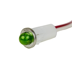VCC 1091M5-24V GREEN LED 24V PANEL MOUNT INDICATOR LAMP,    SMALL DOME, .500" HOLE DIAMETER, WIRE LEADS