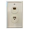 MODE 12-236-0 RJ45 DOUBLE OUTLET FLUSH MOUNT WALL PLATE     8P/8C, IVORY ** NOT RATED FOR CAT 5/6 **