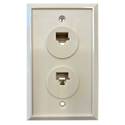 MODE 12-236-0 RJ45 DOUBLE OUTLET FLUSH MOUNT WALL PLATE     8P/8C, IVORY ** NOT RATED FOR CAT 5/6 **