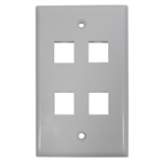 MODE 13-134-0 4-PORT SINGLE-GANG KEYSTONE FLUSH MOUNT       WALL PLATE