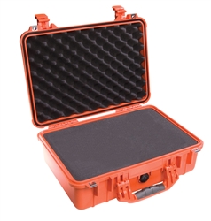 PELICAN CASE WITH FOAM ORANGE (MFR# 1500-000-150) 1500ORG   (ID 16.75"L X 11.18"W X 6.12"D)